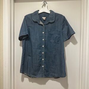 J.Crew Blue Chambray Jean Button Up Short Sleeve Shirt